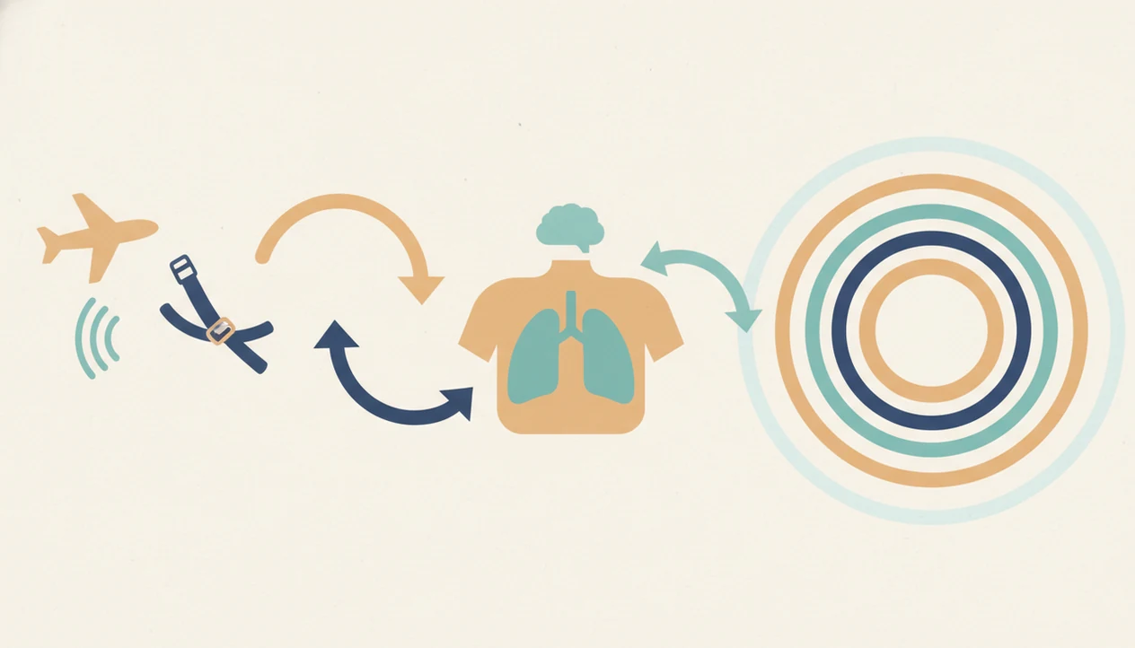 A simple visual diagram shows flight cues, breathing, and calmer nervous system responses connected in a loop.