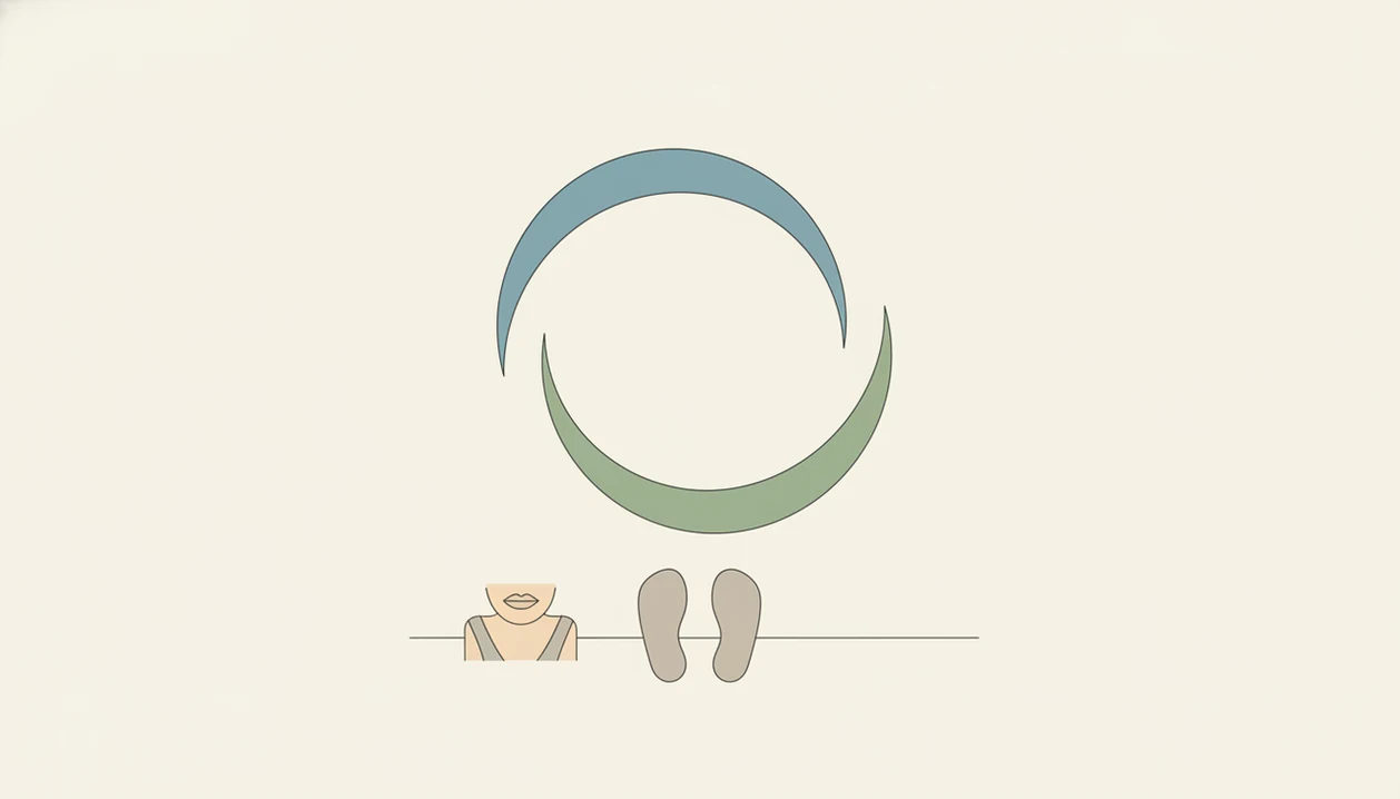 A simple illustration shows a descending airplane with calming breath waves and timing dots.