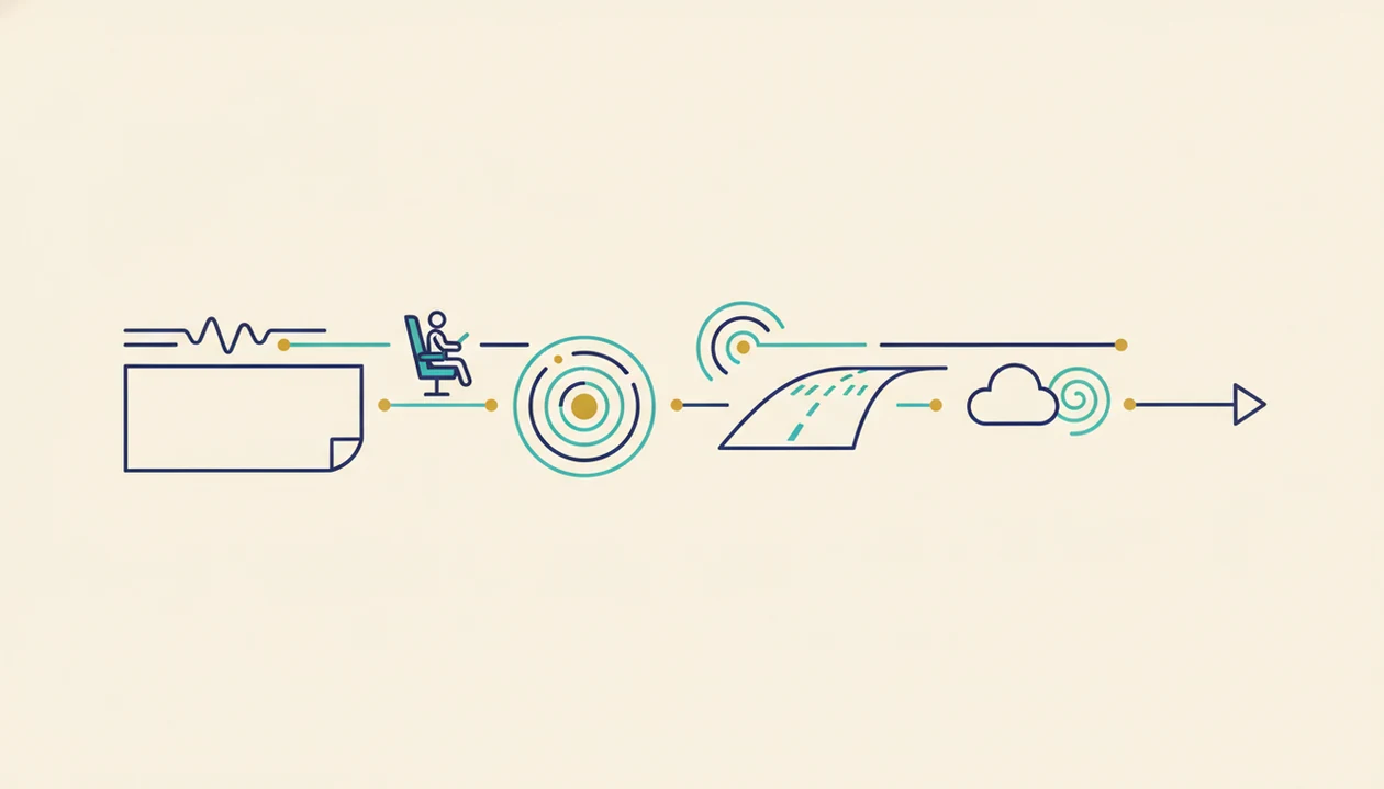 A clean split illustration contrasts in-flight meditation cues with pre-flight hypnosis rehearsal cues.